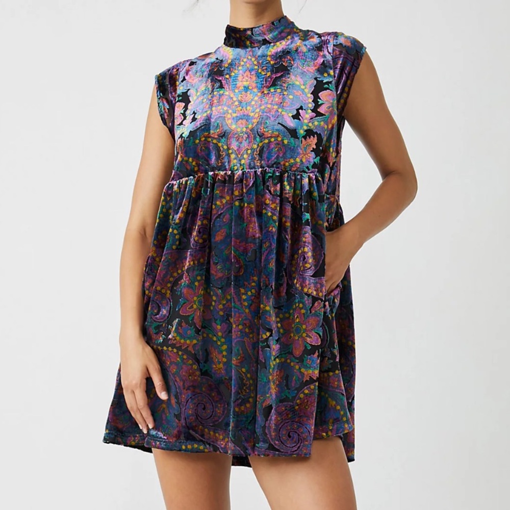 Free People All the Time Velvet Minidress